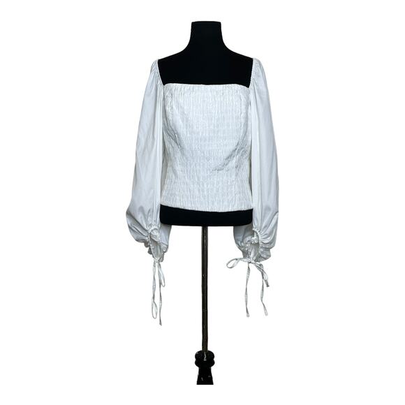Federica Tosi white puff long sleeves peasant blouse size 46 - Large - Picture 14 of 15